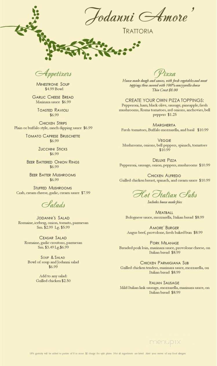 JoDanni's Amore - Gillespie, IL menu_pic