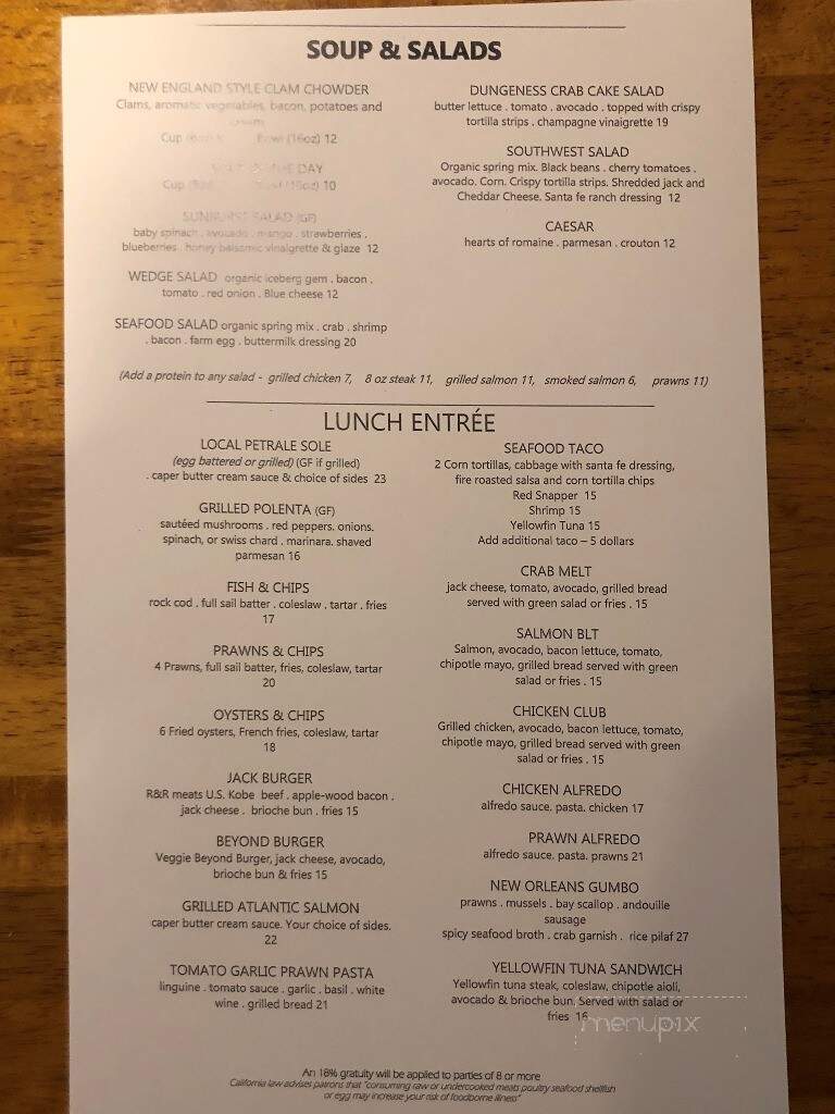 Sailor Jack's - Benicia, CA menu_pic