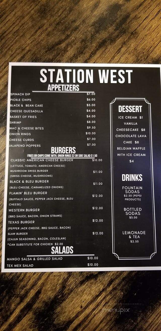 Station West Bar and Grill - Mandan, ND menu_pic