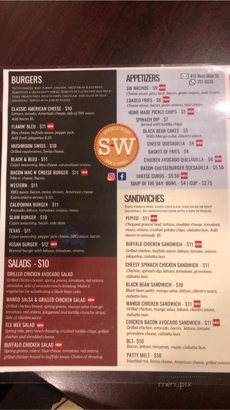 Station West Bar and Grill - Mandan, ND menu_pic