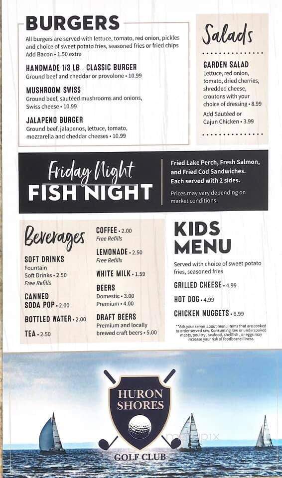 Huron Shores Golf Club - Port Sanilac, MI menu_pic