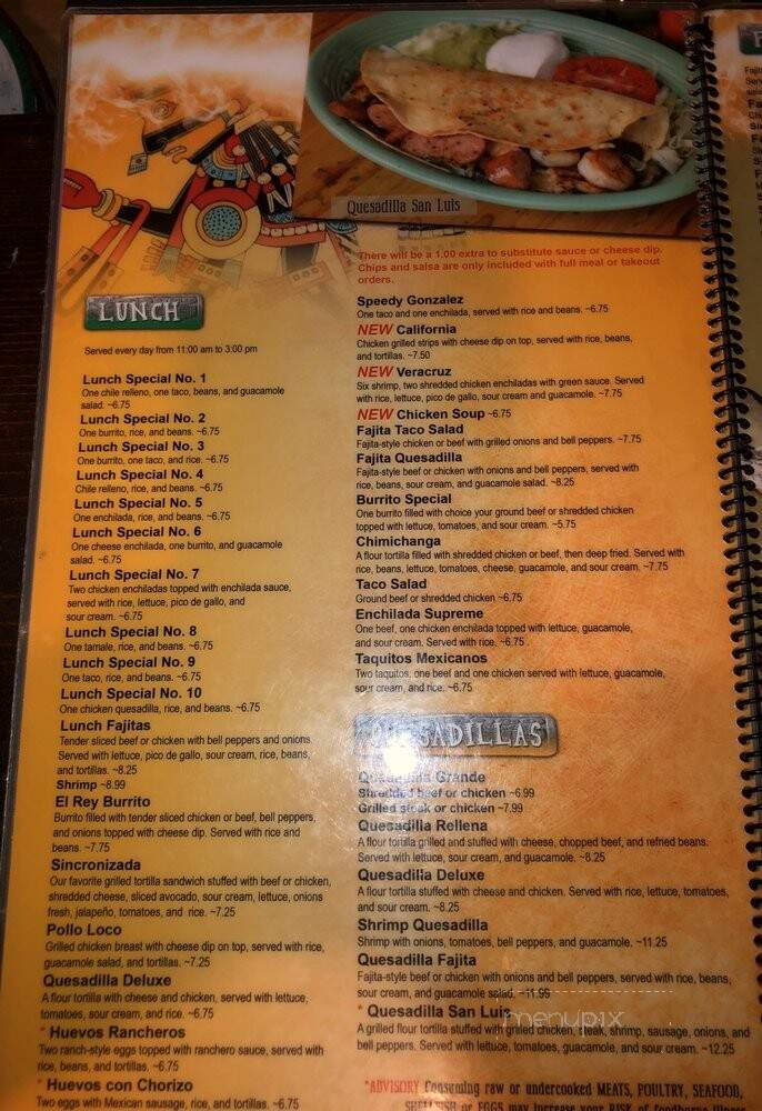 El Rey Azteca Mexican Restaurant - Whites Creek, TN menu_pic