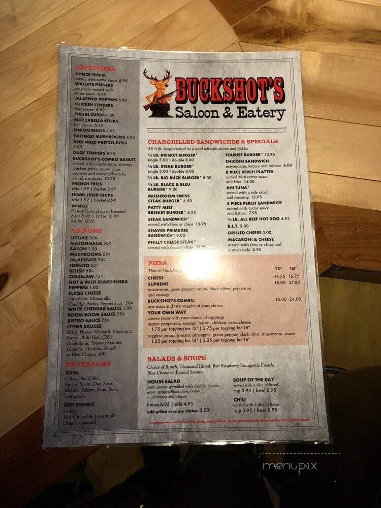 Buckshots Saloon - Eagle River, WI menu_pic