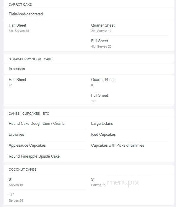 Fenwick Bakery - Baltimore, MD menu_pic