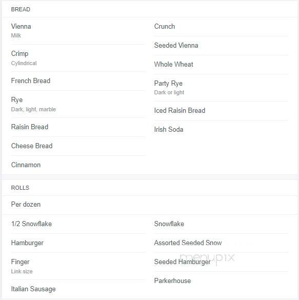Fenwick Bakery - Baltimore, MD menu_pic