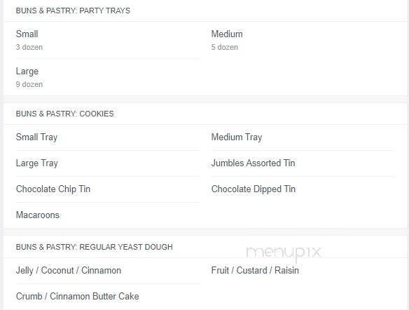 Fenwick Bakery - Baltimore, MD menu_pic