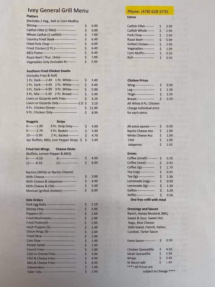 Ivey General Store - Ivey, GA menu_pic