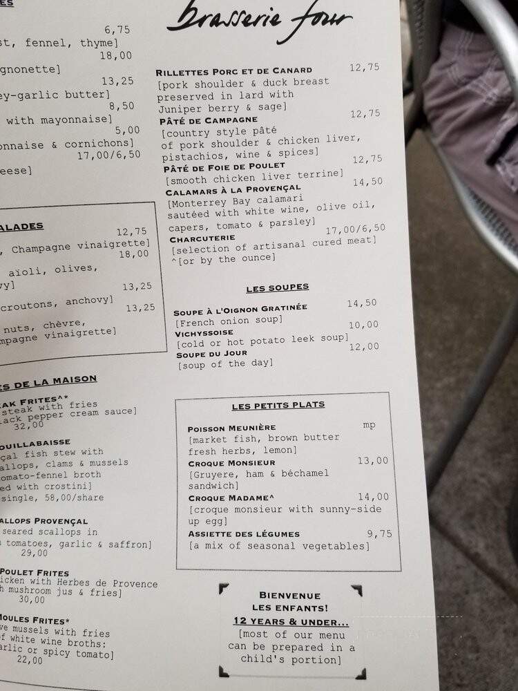 Brasserie Four - Walla Walla, WA menu_pic