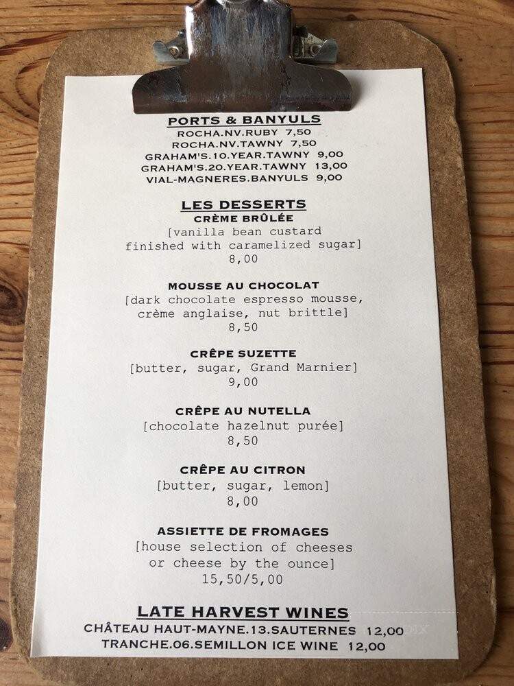 Brasserie Four - Walla Walla, WA menu_pic