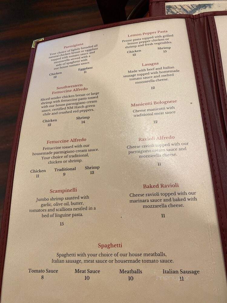 Joe's Pasta House - Rio Rancho, NM menu_pic