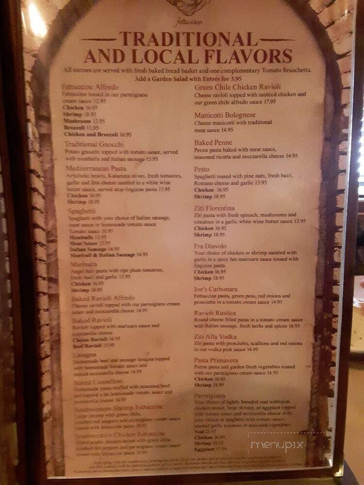 Joe's Pasta House - Rio Rancho, NM menu_pic