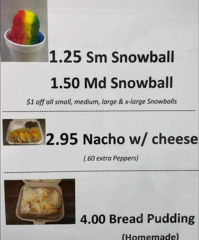 Snowball Factory - New Iberia, LA menu_pic