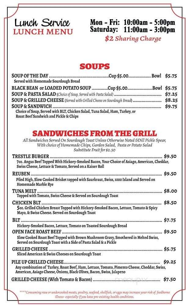 Trestle Bakery Patisserie TH - Conway, SC menu_pic