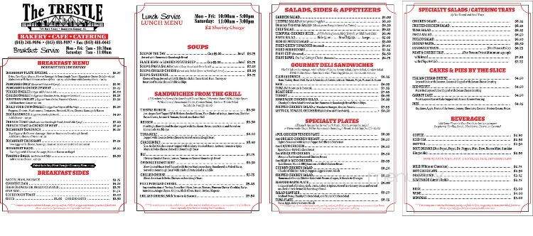 Trestle Bakery Patisserie TH - Conway, SC menu_pic