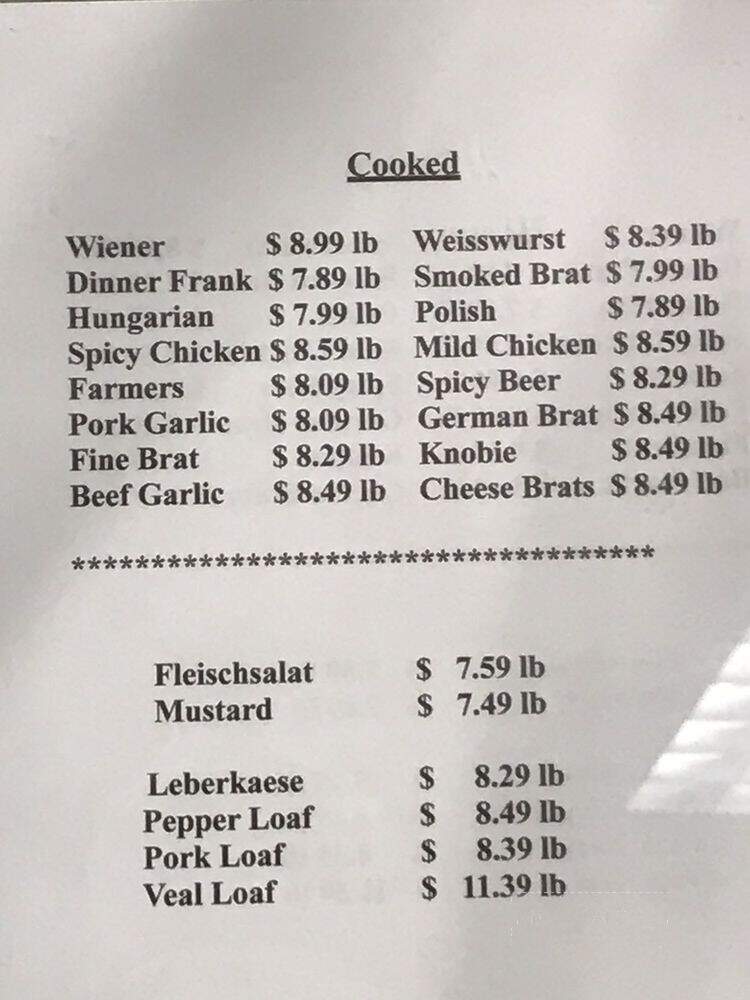 Original Bavarian Sausage Delicatessen - Tigard, OR menu_pic
