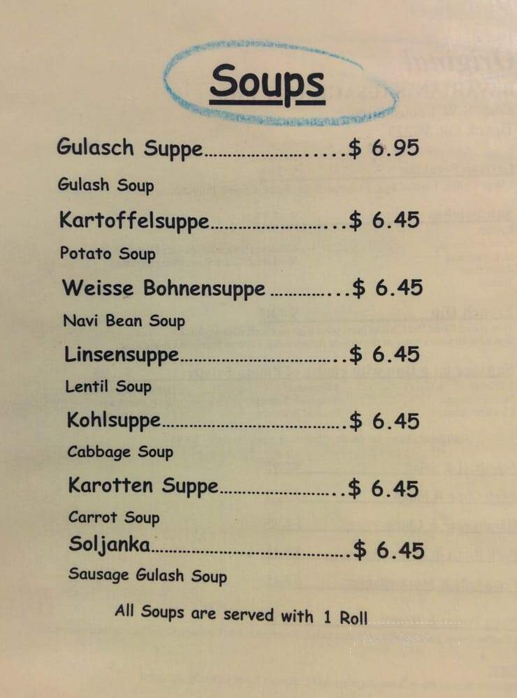 Original Bavarian Sausage Delicatessen - Tigard, OR menu_pic