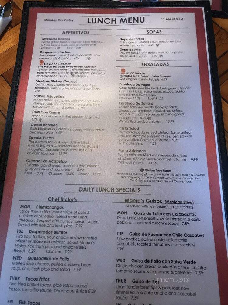 Desperados - Garland, TX menu_pic