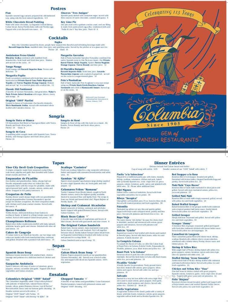 Columbia Restaurant - Clearwater, FL menu_pic