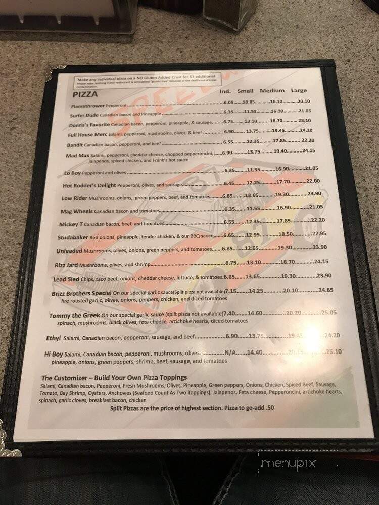 Benny's Rod & Custom Pizza Cafe - Vancouver, WA menu_pic
