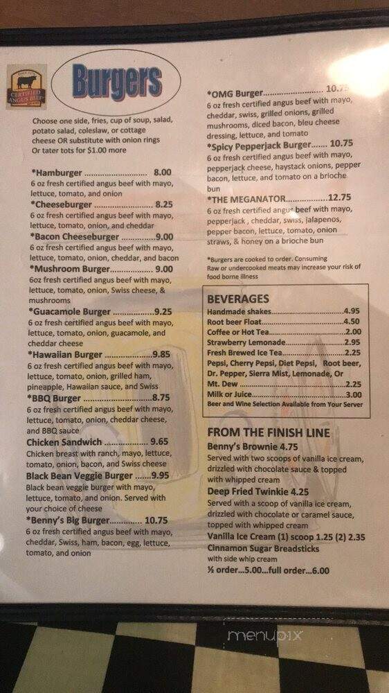 Benny's Rod & Custom Pizza Cafe - Vancouver, WA menu_pic