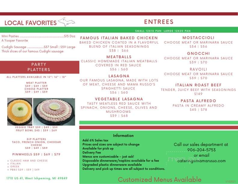 Mama Russo's Homemade Products - Ishpeming, MI menu_pic