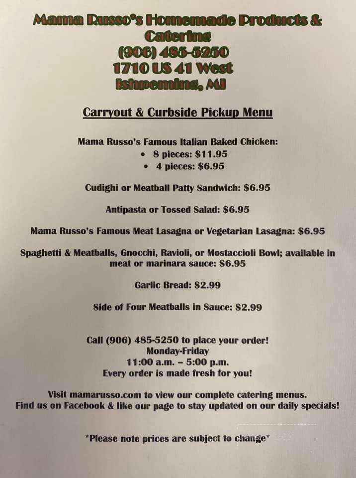Mama Russo's Homemade Products - Ishpeming, MI menu_pic