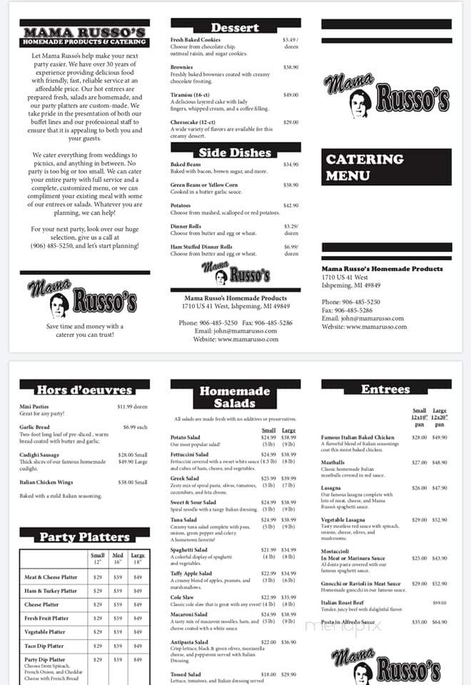 Mama Russo's Homemade Products - Ishpeming, MI menu_pic