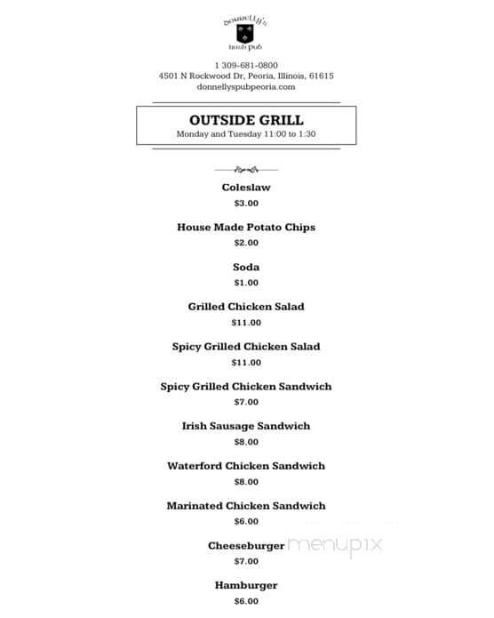 Donnelly's Shamrock Pub - Peoria, IL menu_pic