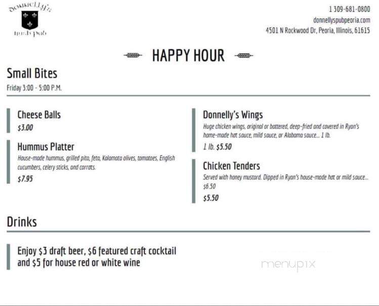 Donnelly's Shamrock Pub - Peoria, IL menu_pic