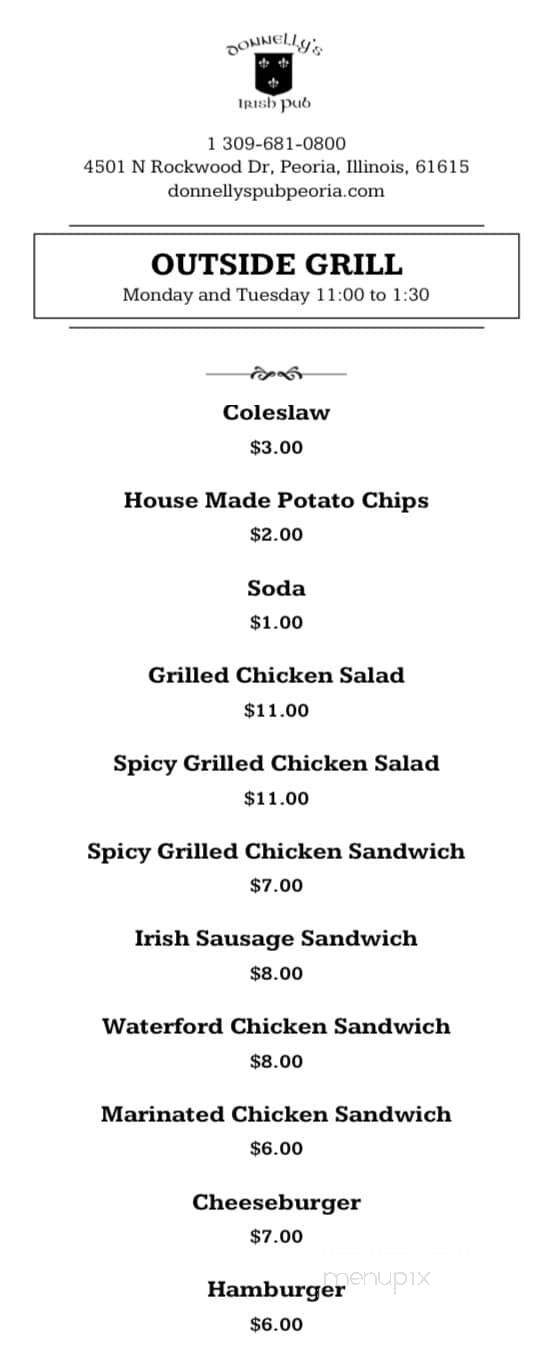 Donnelly's Shamrock Pub - Peoria, IL menu_pic