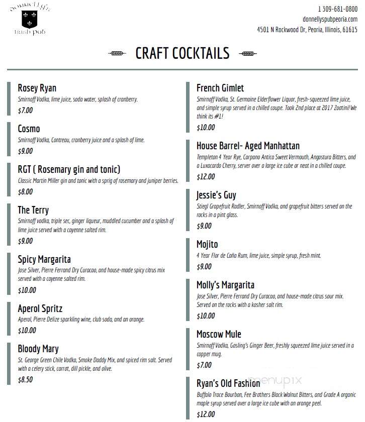 Donnelly's Shamrock Pub - Peoria, IL menu_pic