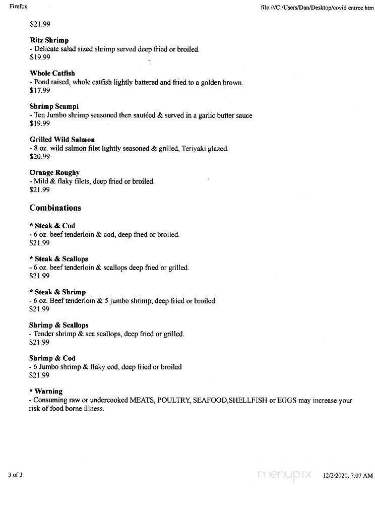 Ritz Restaurant - Dyersville, IA menu_pic