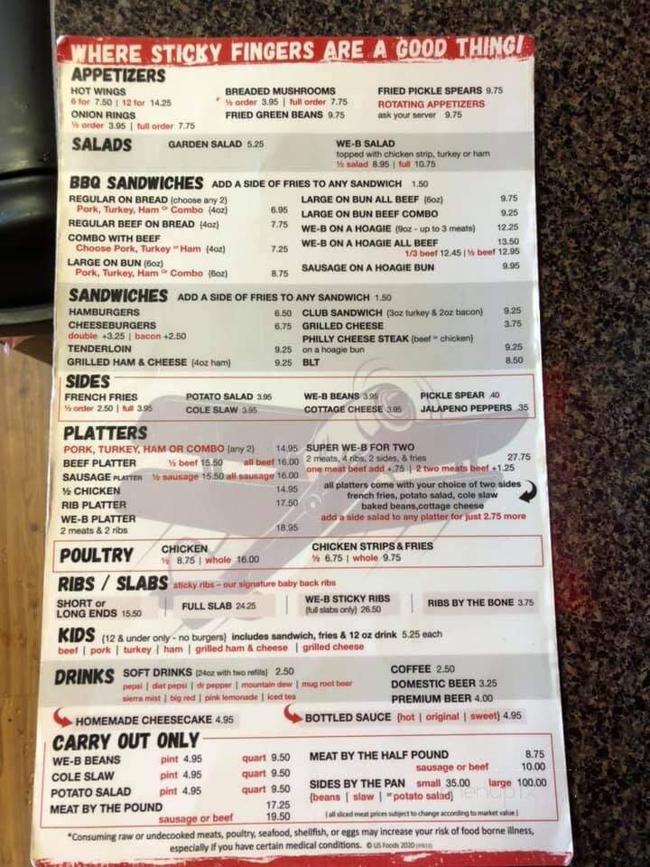 We B Smokin - Paola, KS menu_pic