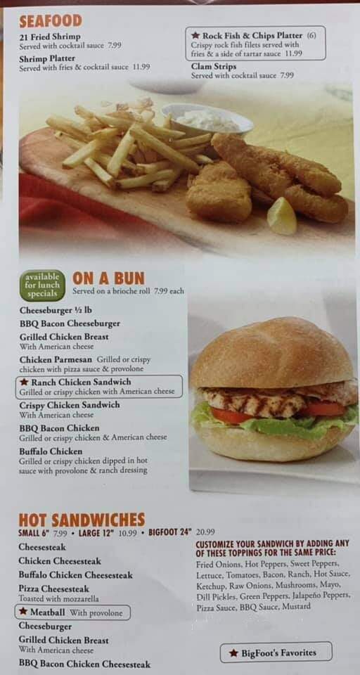 Bigfoots Steaks Hoagies - Rising Sun, MD menu_pic