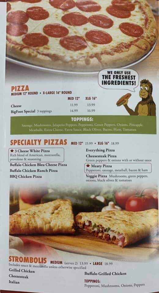 Bigfoots Steaks Hoagies - Rising Sun, MD menu_pic