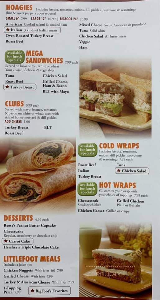 Bigfoots Steaks Hoagies - Rising Sun, MD menu_pic