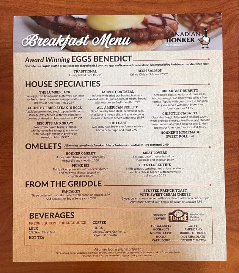 Canadian Honker Restaurant - Rochester, MN menu_pic