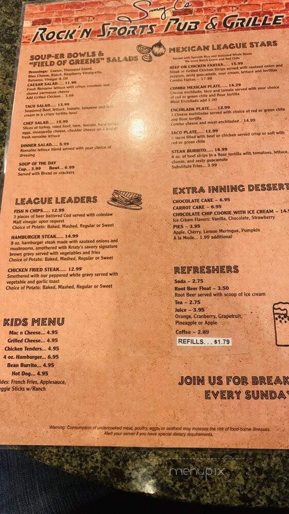 Sammy C's Rockin Sports Pub - Gallup, NM menu_pic