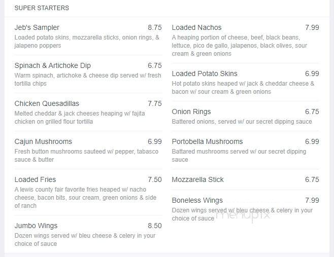 Jebs - Lowville, NY menu_pic
