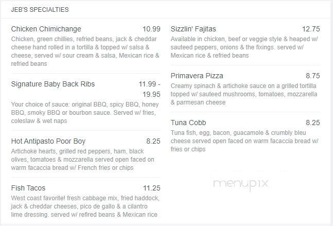 Jebs - Lowville, NY menu_pic