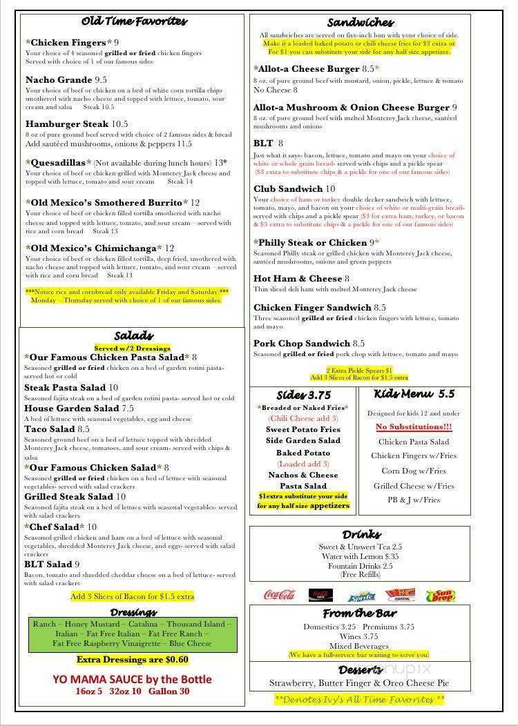 Ivy's Cafe - Whiteville, NC menu_pic