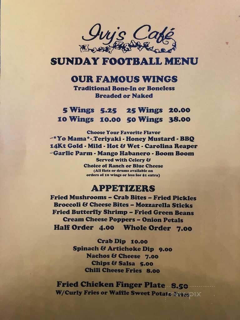 Ivy's Cafe - Whiteville, NC menu_pic