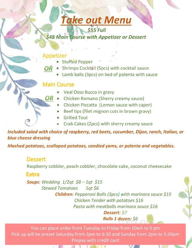 Cliffords Restaurant - Evans City, PA menu_pic