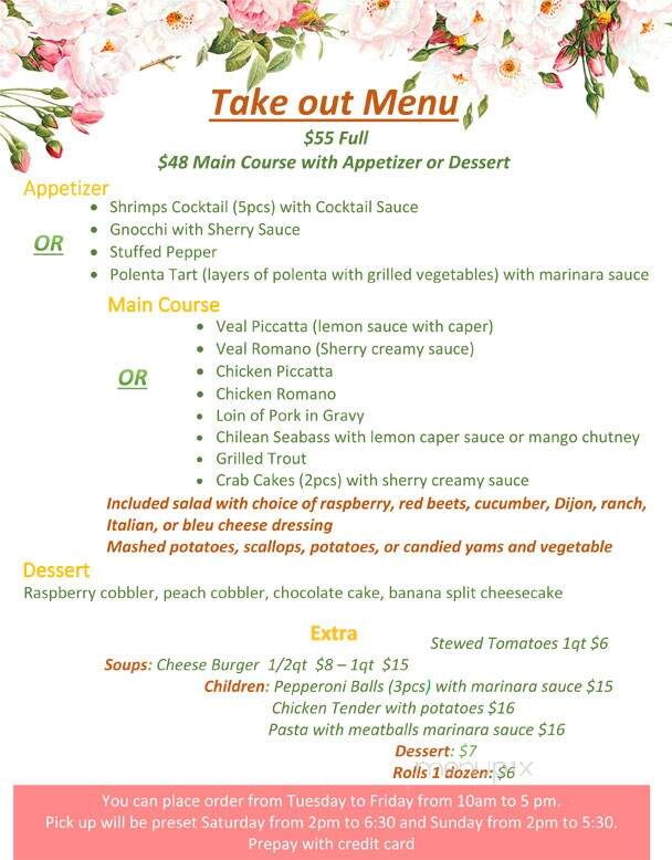 Cliffords Restaurant - Evans City, PA menu_pic