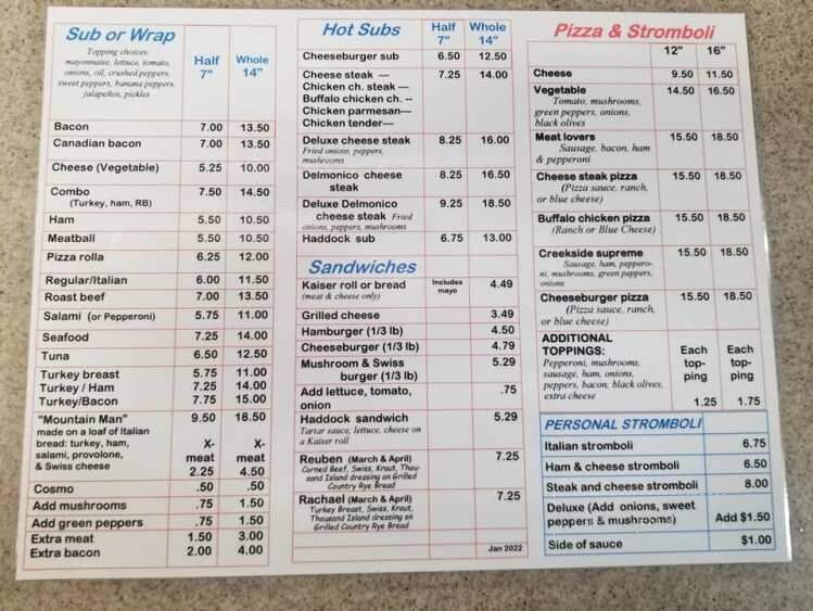 Creekside Country Market - Montoursville, PA menu_pic