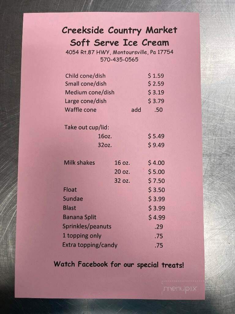 Creekside Country Market - Montoursville, PA menu_pic