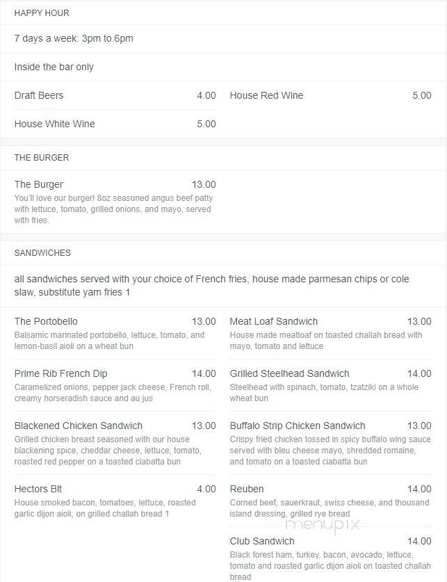 Hector's Restaurant - Erie, PA menu_pic
