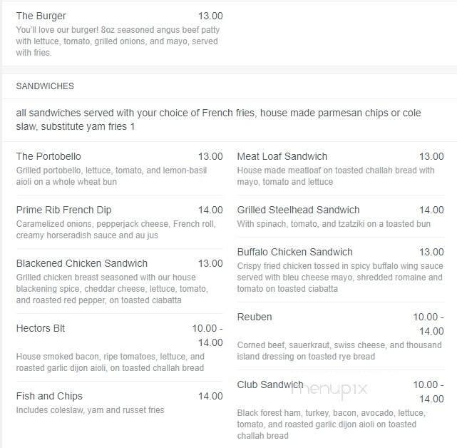 Hector's Restaurant - Erie, PA menu_pic