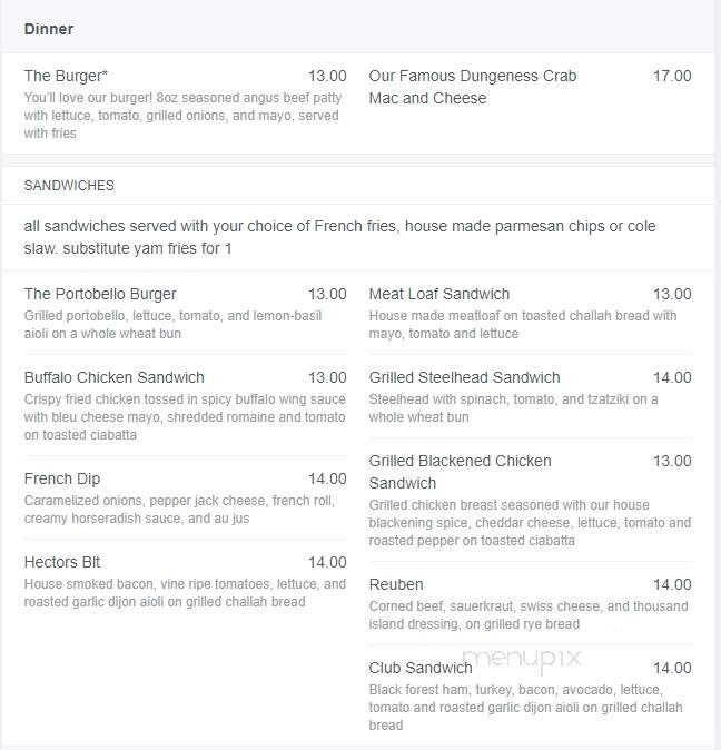 Hector's Restaurant - Erie, PA menu_pic