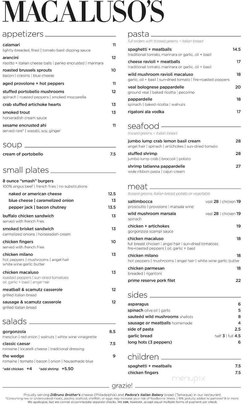 Macaluso's At The Lantern Inn - Nesquehoning, PA menu_pic